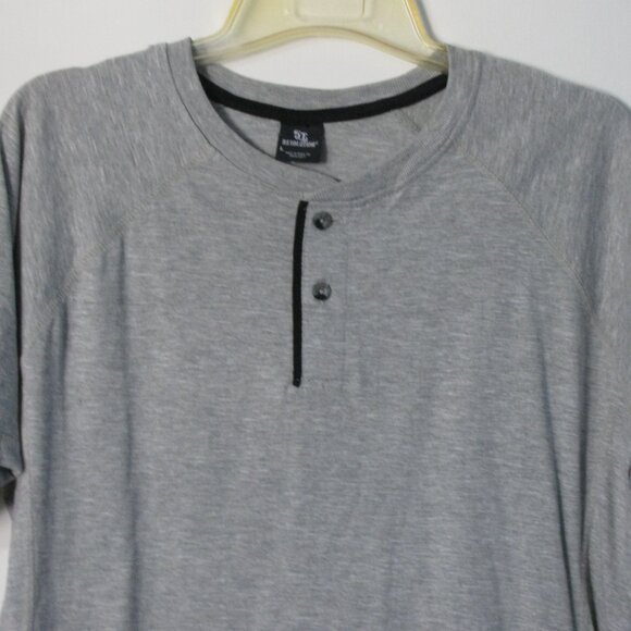 2/$15 OT Revolution Mens Henley Top Shirt Large NWT Gray - Picture 2 of 3